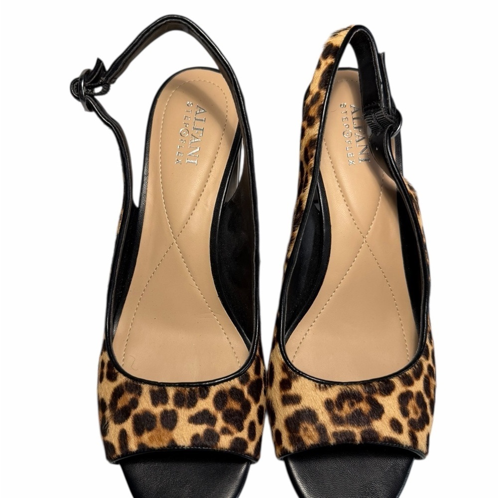 Alfani Flors Calf Hair Animal Print Slingback Heels Sz 9.5 - Picture 7 of 13